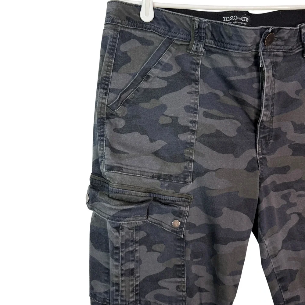 Mac and Me Camo Cargo Pants Jogger Style Ankle‎ Elastic Waist Pockets Sie 16